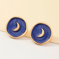 Luna Crescent Earrings — Navy