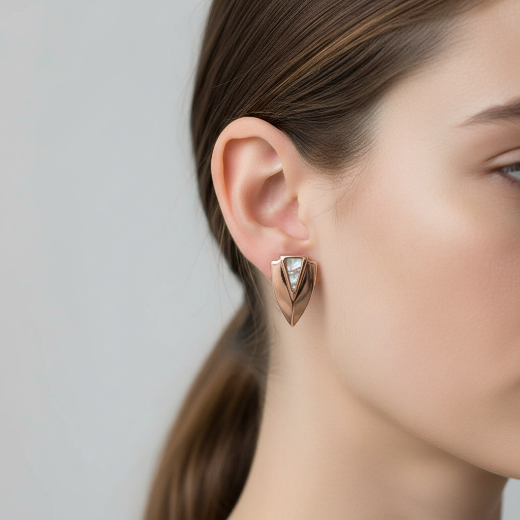 Chevron Rose Earrings side profile lifestyle shot