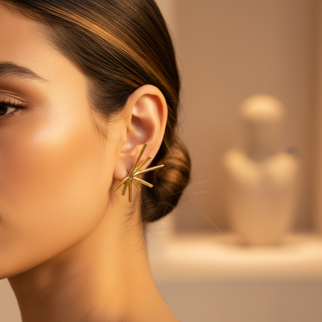 Cat Earrings worn on ear